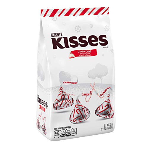 Product Cover HERSHEY'S KISSES Holiday Candy, Mint Flavored Crème' with Candy Cane Bits, 33 Ounce