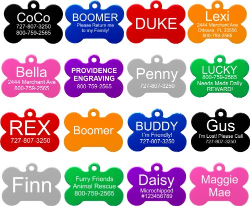 Product Cover Providence Engraving Pet ID Tags | 8 Shapes & Colors to Choose from | Dog Cat Aluminum