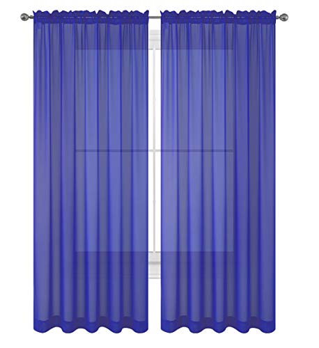 Product Cover WPM/AHF 2 Piece Beautiful Sheer Window Royal Blue Elegance Curtains/Drape/Panels/Treatment 60