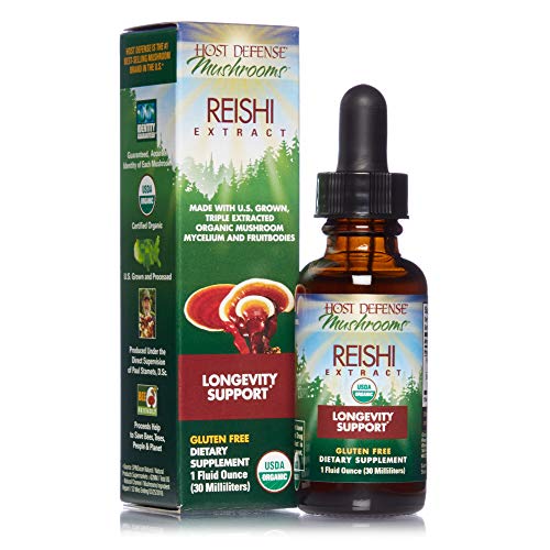 Product Cover Host Defense, Reishi Extract, Supports General Wellness and Vitality, Daily Mushroom Mycelium Supplement, Organic, Gluten Free, 1 fl oz (15 servings)
