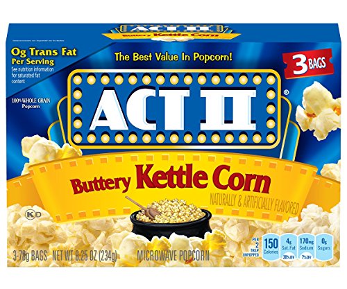 Product Cover ACT II Buttery Kettle Corn Microwave Popcorn, 3-Count, 2.75-oz. Bags (Pack of 12)