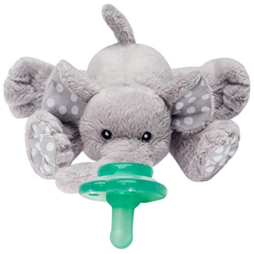 Product Cover Nookums Paci-Plushies Buddies - Elephant Pacifier Holder - Adapts to Name Brand Pacifiers, Suitable for All Ages, Plush Toy Includes Detachable Pacifier