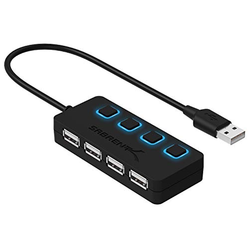 Product Cover Sabrent 4-Port USB 2.0 Hub with Individual LED lit Power Switches (HB-UMLS)