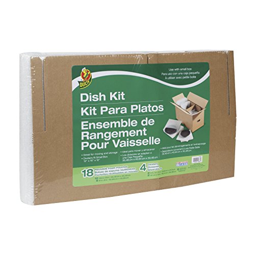 Product Cover Duck Brand Dish Moving Kit, 4 Corrugate Dividers and 18 Foam Pouches, Box Not Included (1362686)