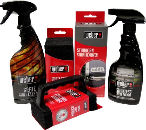 Product Cover Weber Grill Cleaning Kit - Grill Spray Cleaner, Stainless Steel Polish, Grill Scraper, Stain Remover, and 10 Grill Scrubber Pads