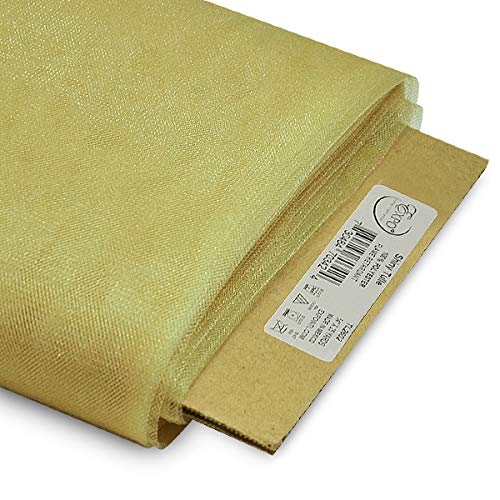 Product Cover Expo International 54-Inch Shiny Polyester Tulle Fabric, 25-Yard Bolt, Light Gold