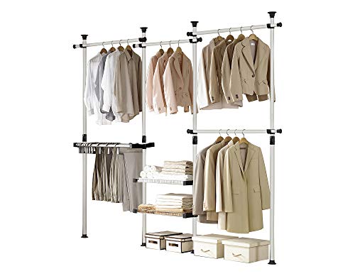 Product Cover PRINCE HANGER, Deluxe Pants & Shelf Hanger, Holds 60kg(132LB) per Horizontal bar, Heavy Duty, 32mm Vertical Pole, Clothing Rack, Clothes Organizer, Pants Hanger, PHUS-0052
