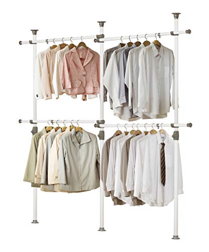 Product Cover PRINCE HANGER, One Touch Double 2 Tier Adjustable Hanger, Holds 80kg(176LB) per Horizontal bar, Clothing Rack, Closet Organizer,38mm Vertical Pole, Heavy Duty, Garment Rack, PHUS-0033