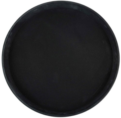 Product Cover Winco Round Fiberglass Tray with Non-Slip Surface, 14-Inch, Black