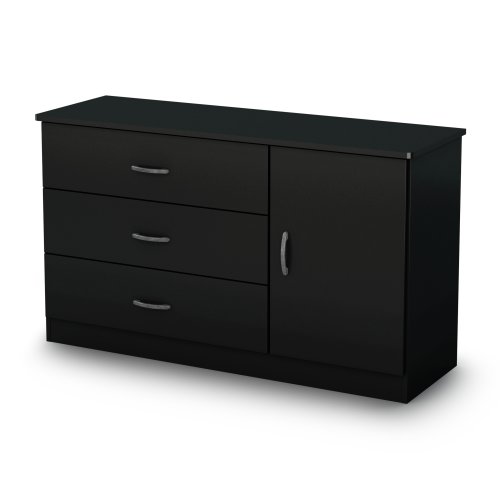 Product Cover South Shore Libra 3-Drawer Dresser with Cabinet Door, Pure Black