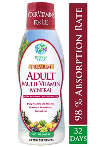 Product Cover Tropical Oasis Adult Liquid Multivitamin -Liquid Multi-Vitamin and Mineral Supplement with 125 Total Nutrients Including; 85 Vitamins & Minerals, 23 Amino Acids, and 18 Herbs - 16 fl oz, 32 serv