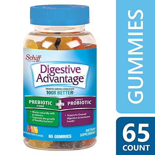 Product Cover Digestive Advantage Daily Prebiotic Fiber & Probiotic Gummies- Simulates Growth of Healthy Bacteria & Promotes Digestive & Immune Health, Natural Fruit Flavors, 65 Count