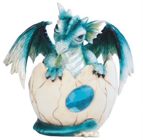 Product Cover George S. Chen Imports SS-G-71469 Blue Baby Dragon in Eggshell with Gem Figurine, 4.5