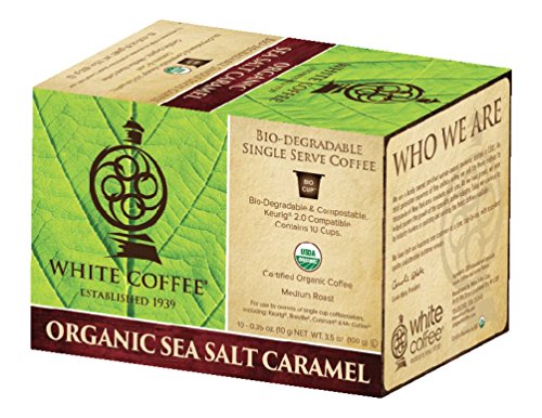 Product Cover White Coffee Organic Single Serve Coffee, Sea Salt Caramel, 10 Count