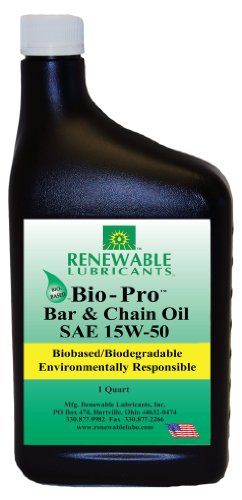 Product Cover Renewable Lubricants Bio-Pro Bar and Chain Saw/Chainsaw Oil, Works with Electric Chainsaw, Battery Chainsaw or 2 Stroke Oil Chainsaws, Perfect Environmentally Friendly Bar and Chain Lube, 1 qt