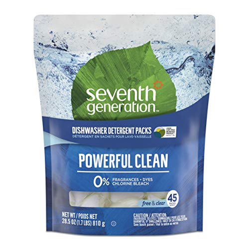 Product Cover Seventh Generation Dishwasher Detergent Packs, Free & Clear, 45 count