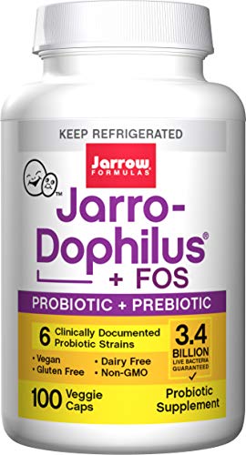 Product Cover Jarro-Dophilus + FOS, Supports Intestinal and Immune Health, 3.4 Billion Organisms Per Cap, 100 Count (Cool Ship, Pack of 3)