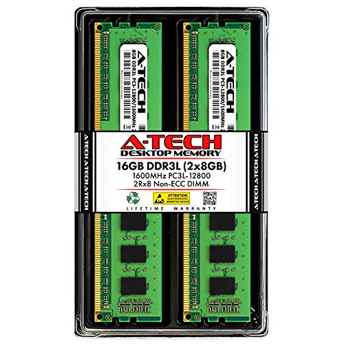 Product Cover A-Tech 16GB (2 x 8GB) DDR3/DDR3L 1600MHz PC3-12800 Desktop RAM Kit | Non-ECC DIMM 2Rx8 1.35V 240-Pin Memory Upgrade Modules