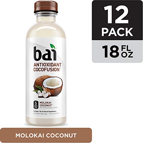 Product Cover Bai Coconut Flavored Water, Molokai Coconut, Antioxidant Infused Drinks, 18 Fluid Ounce Bottles, 12 count