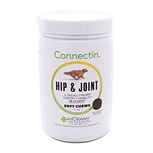 Product Cover In Clover Connectin Hip and Joint Soft Chew Supplement for Dogs, Combines Glucosamine, Chondroitin and Hyaluronic Acid with Herbs, Patented and Clinically Tested to Work in 15 Days, 100 Ct