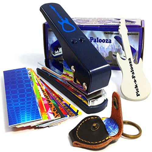 Product Cover Pick-a-Palooza DIY Guitar Pick Punch Mega Gift Pack - the Premium Pick Maker - Leather Key Chain Pick Holder, 15 Pick Strips and a Guitar File - Blue