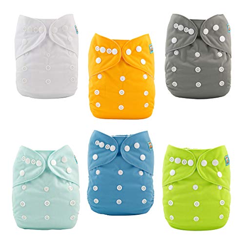 Product Cover ALVABABY Baby Cloth Diapers One Size Adjustable Washable Reusable for Baby Girls and Boys 6 Pack with 12 Inserts 6BM98
