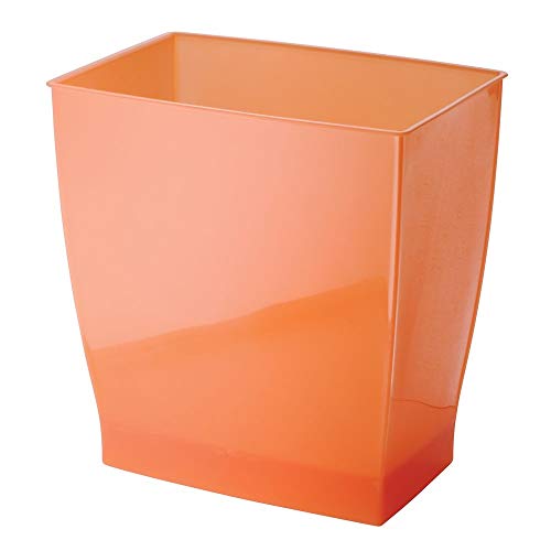 Product Cover iDesign Spa Rectangular Trash Can, Waste Basket Garbage Can for Bathroom, Bedroom, Home Office, Dorm, College, 2.5 Gallon, Orange