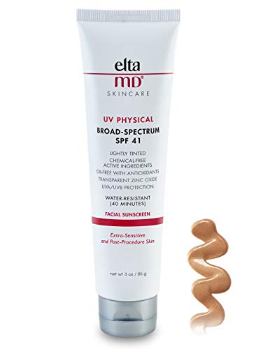 Product Cover EltaMD UV Physical Tinted Facial Sunscreen Broad-Spectrum SPF 41, Water-Resistant, Oil-free, Dermatologist-Recommended Mineral-Based Zinc Oxide Formula, 3.0 oz