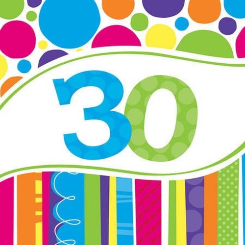 Product Cover Creative Converting 18 Count Bright and Bold 30th Birthday Lunch Napkins