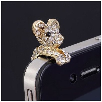 Product Cover TOOGOO New Crystal Dog Puppy Bear 3.5mm Antidust Anti Dust ear cap for iphone 5, HTC, Samsung