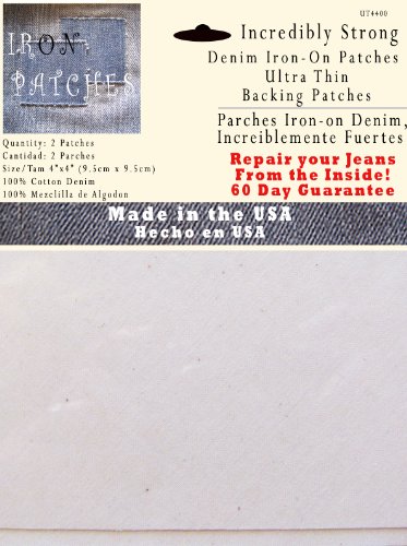 Product Cover 2 Ultra Thin Backing Patches - Strongest Iron on Inside Patch - White