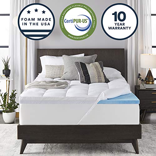 Product Cover Sleep Innovations Gel Memory Foam 4-inch Dual Layer Mattress Topper Full, Made in The USA with a 10-Year Warranty