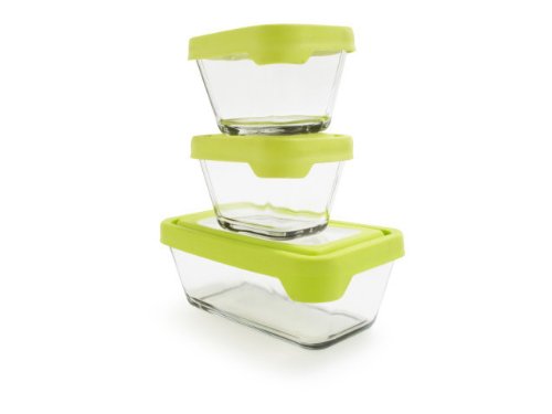 Product Cover Anchor Hocking TrueSeal Glass Food Storage Containers with Lids, Green, 6-Piece Set