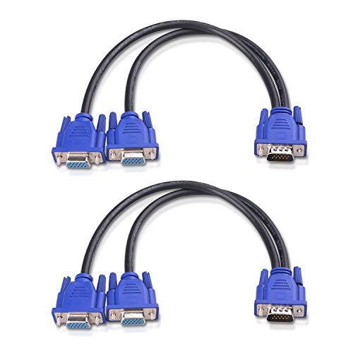 Product Cover Cable Matters 2-Pack VGA Splitter Cable (VGA Y Cable) for Screen Duplication - 1 Foot