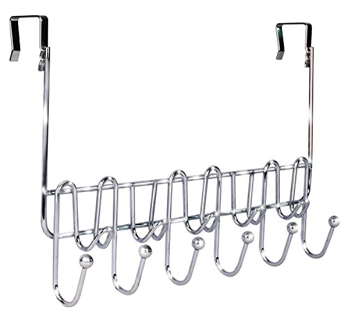 Product Cover DecoBros Supreme Over The Door 11 Hook Organizer Rack, Chrome Finish