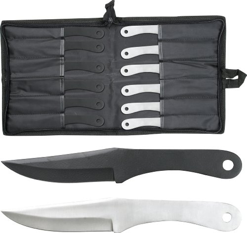 Product Cover Perfect Point PAK-712-12 Throwing Knife Set with 12 Knives, Silver and Black Blades, Steel Handles, 8-1/2-Inch Overall