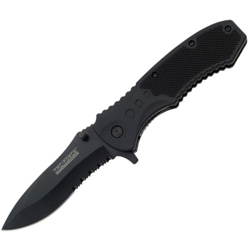 Product Cover TAC Force TF-800BK Spring Assist Folding Knife, Black Half-Serrated Blade, Black Nylon Fiber Handle, 4-1/2-Inch Closed