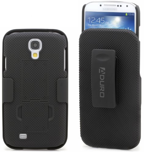Product Cover Aduro Galaxy S4 Case, Combo Shell & Holster Case Super Slim Shell Case w/Built-in Kickstand + Swivel Belt Clip Holster for Samsung Galaxy S4