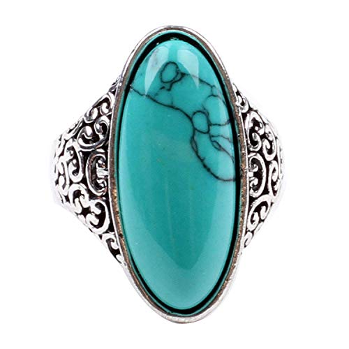Product Cover LadayPoa Women's Shion Cubic Zircon Synthetic-Turquoise Ring Size 7