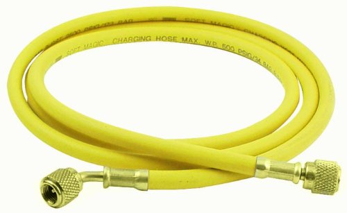 Product Cover Uniweld H5SMBY Soft Magic Barrier Charging and Vacuum Hose for HVACR System Service with 45-Degree Angle Fittings, 60-Inch