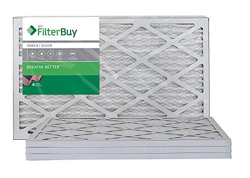 Product Cover FilterBuy AFB MERV 8 14x20x1 Pleated AC Furnace Air Filter, (Pack of 4 Filters), 14x20x1 - Silver