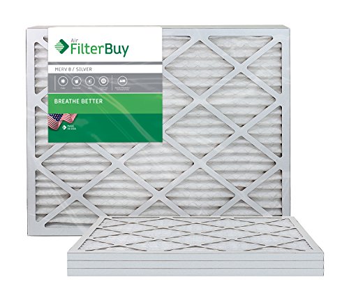 Product Cover FilterBuy 24x24x1 MERV 8 Pleated AC Furnace Air Filter, (Pack of 4 Filters), 24x24x1 - Silver