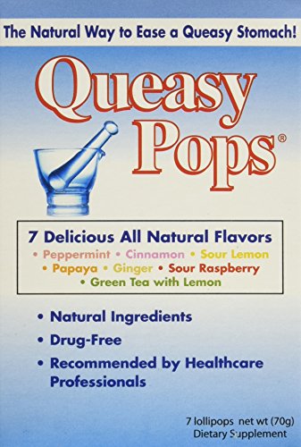 Product Cover Three Lollies Queasy Pops | Variety Pack for Nausea Relief | 7 Delicious Flavors | Peppermint, Cinnamon, Sour Lemon, Papaya, Ginger, Sour Raspberry, Green Tea with Lemon,7 count,Pack of 3