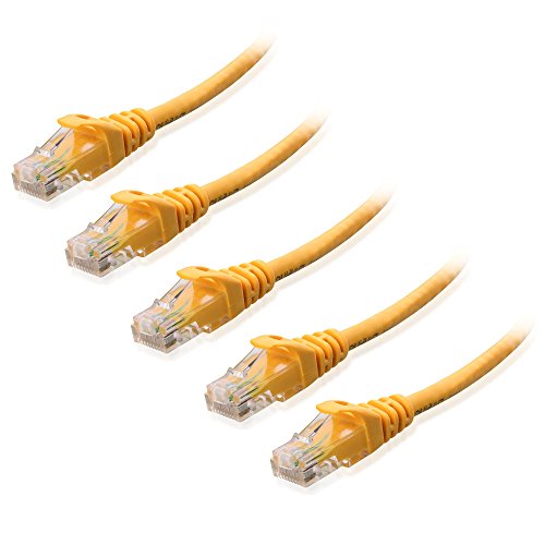 Product Cover Cable Matters 5-Pack Snagless Cat6 Ethernet Cable (Cat6 Cable, Cat 6 Cable) in Yellow 10 Feet