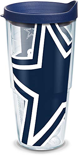 Product Cover Tervis 1085169 NFL Dallas Cowboys Colossal Tumbler with Wrap and Navy Lid 24oz, Clear