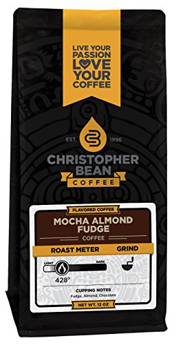 Product Cover Christopher Bean Coffee Flavored Whole Bean Coffee, Mocha Almond Fudge, 12 Ounce, Color May Vary