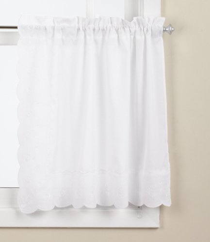 Product Cover LORRAINE HOME FASHIONS Candlewick Tier Curtain, 60 by 36-Inch, White