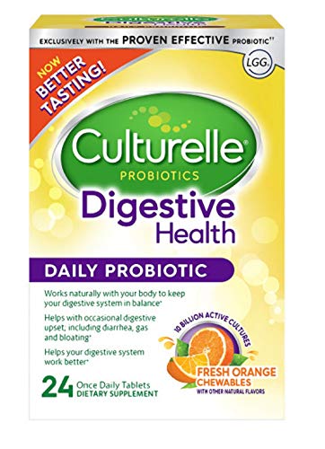 Product Cover Culturelle Digestive Health Daily Formula Chewables, One Per Day Dietary Supplement, Contains 100% Naturally Sourced Lactobacillus GG -The Most Clinically Studied Probiotic†, 24 Count