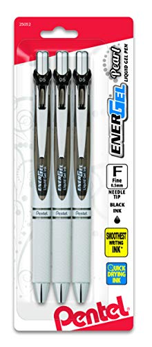 Product Cover Pentel Gel Ink Pen, EnerGel Pearl RTX0.5mm, Fine Point, Needle Tip (BLN75WBP3A)