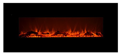 Product Cover Touchstone 80001 - Onyx Electric Fireplace - (Black) - 50 Inch Wide - On-Wall Hanging - Log & Crystal Included - 5 Flame Settings - Realistic Flame - 1500/750W Timer & Remote